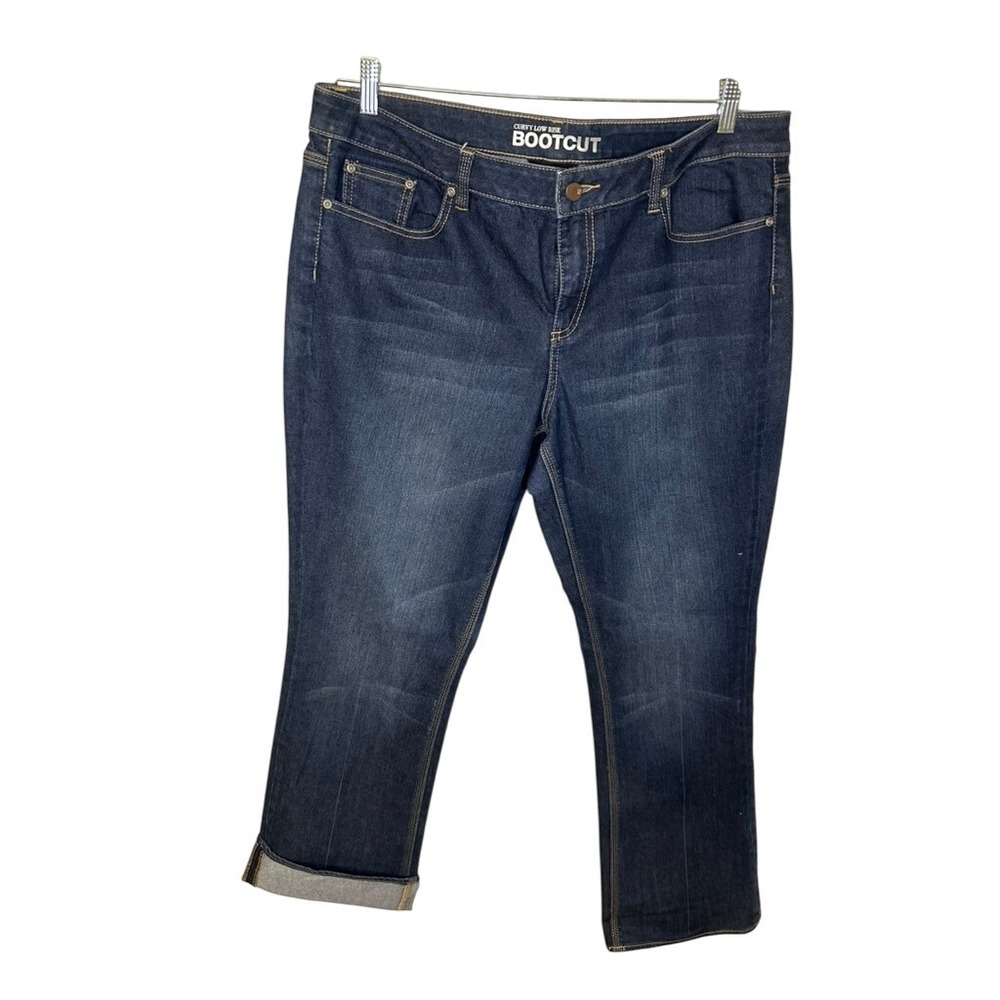 New York & Company Curvy Low Rise‎ Bootcut Jeans Dark Wash Denim Women's Sz 18